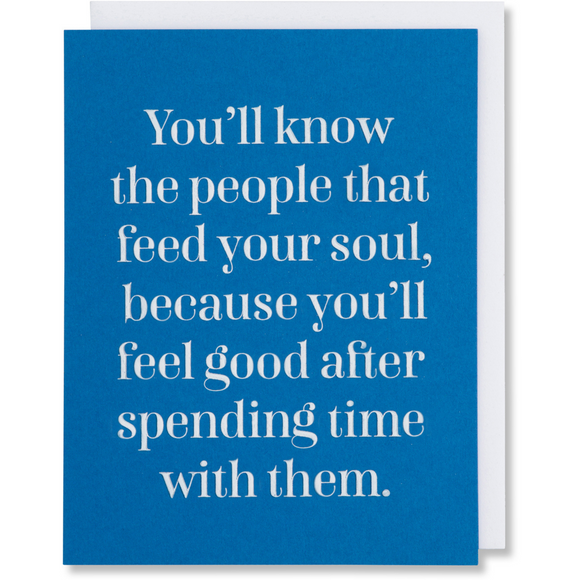 White foil embossed on Adriatic blue greeting card with the quote  