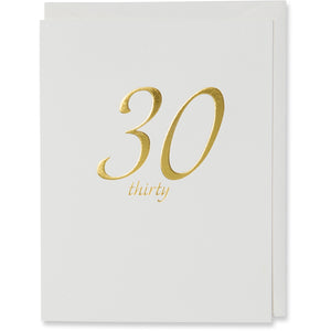 Gold Thirty Birthday or Anniversary Card