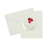 Foil embossed with light gold and red flowers birthday card note card,on ivory cover stock paper with an ivory enveloope