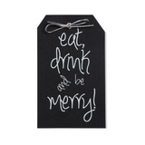 Eat Drink And Be Merry Silver Foil Tags With Silver Ties, Pack of 10