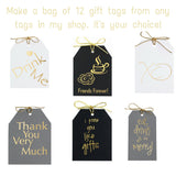 Mke a bag of 12 gift tags from any tags in my shop. Foil gift tags with ties. Everyday and holiday gift tags