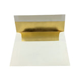 Gold foil-lined ivory envelope.